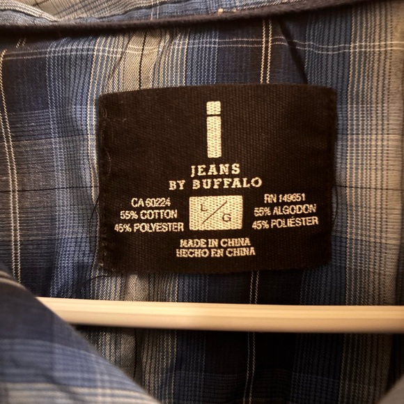 I Jeans by Buffalo Blue Plaid Button-Up Shirt - Size Large - Picture 3 of 3